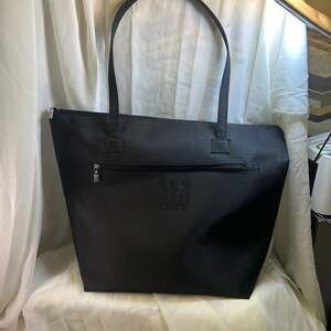 Saks Fifth Avenue Black Canvas Shoulder Tote Bag